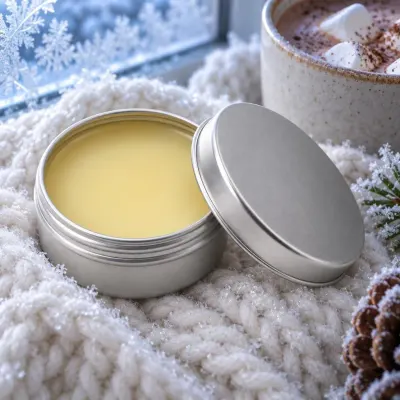 Lip balm tin - Winter - frosty close-up