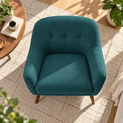 Teal mid-century armchair - From above