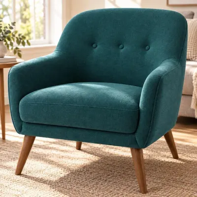 Teal mid-century armchair - From close