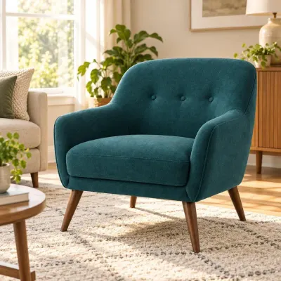 Teal mid-century armchair - Eye level