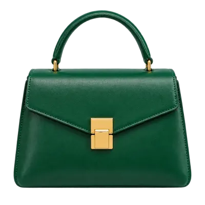 Emerald leather handbag - Transparent - front view