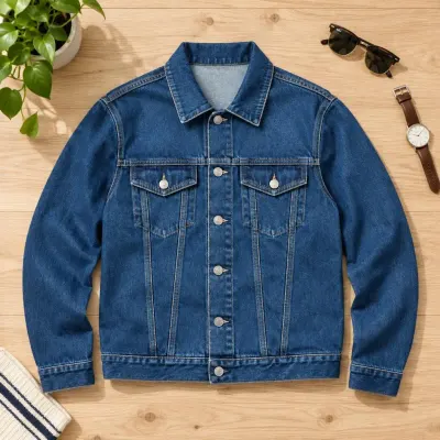 Indigo denim jacket - Flat lay - from above