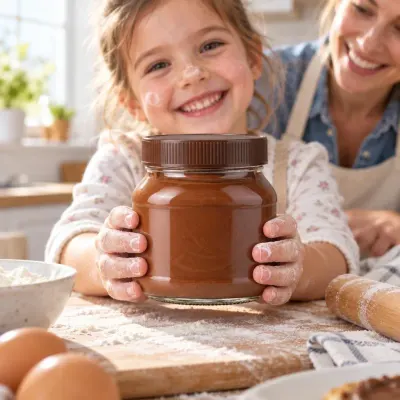 Jar of chocolate spread - Baking with kids - hands