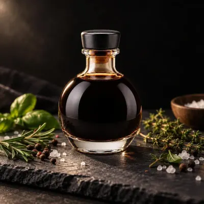 Aged balsamic bottle - Fine dining - dark slate