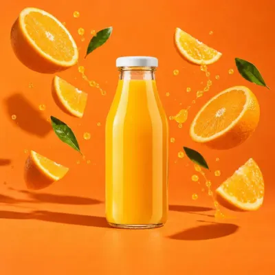 Orange juice bottle - Studio - orange pop