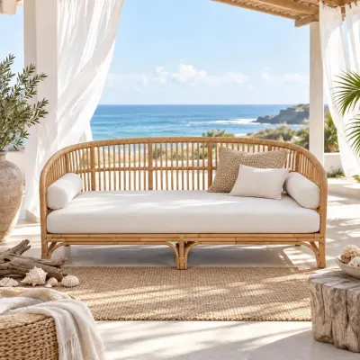 Natural rattan daybed - Beach house - sea breeze