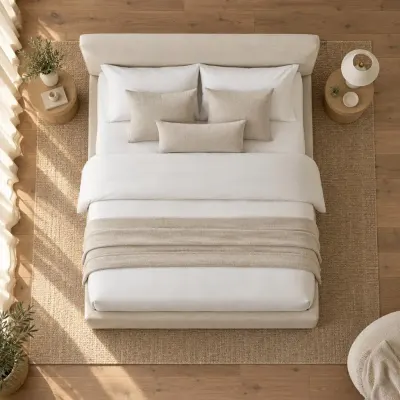 Linen double bed - Bedroom - straight from above