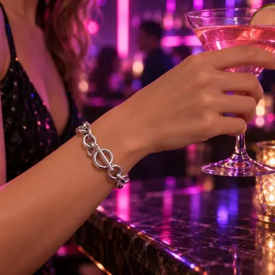 Silver chain bracelet - Night out - neon