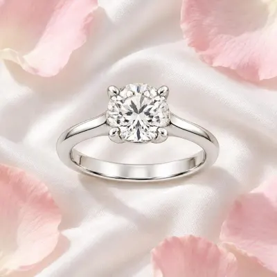 Diamond solitaire ring - Petals - from above