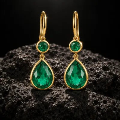 Emerald drop earrings - Studio - black stone