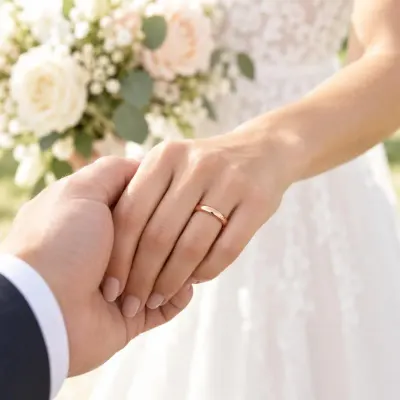 Rose gold wedding band - Wedding - holding hands