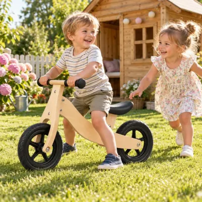 Wooden balance bike - Garden - kids playing