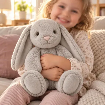 Plush bunny toy - Hug - in a child's arms