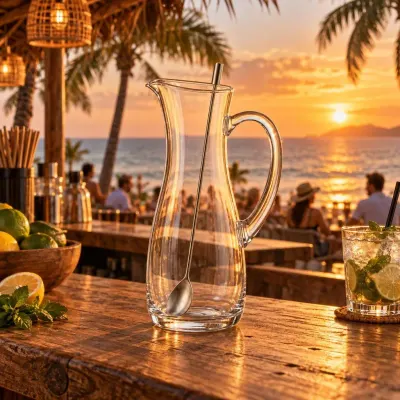 Glass cocktail pitcher - Beach bar - sunset