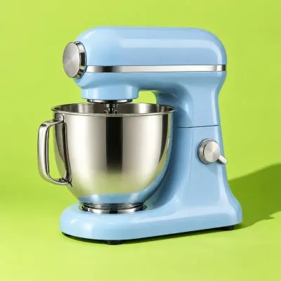 Pastel blue stand mixer - Studio - lime backdrop