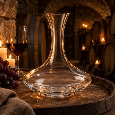 Crystal wine decanter - Wine cellar - candlelight