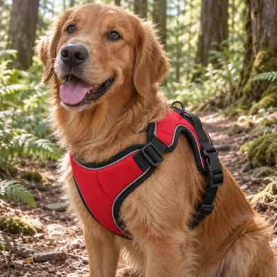 Red dog harness - Forest hike - on the dog