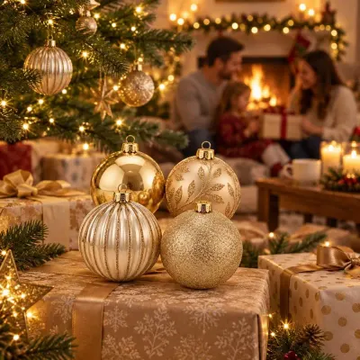 Gold glass baubles - Christmas - by the tree