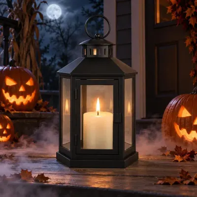 Black candle lantern - Halloween - glowing night