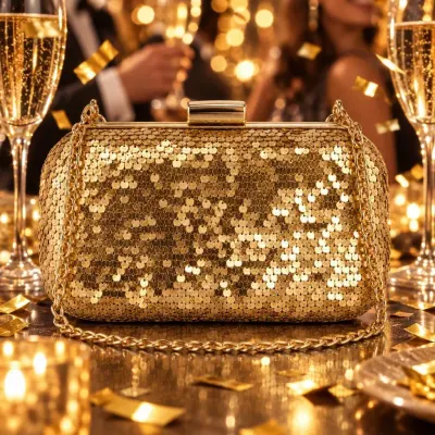 Gold sequin clutch - New Year - party lights
