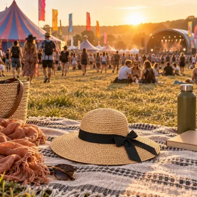 Straw sun hat - Summer - festival field, far