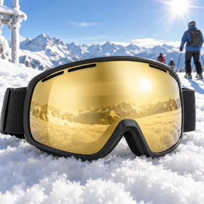 Mirrored ski goggles - Ski slope - bright snow