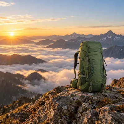 Green trekking backpack - Summit - far away