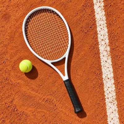 White tennis racket - Clay court - from above