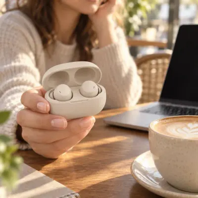 Sand earbuds case - Cafe - in hand