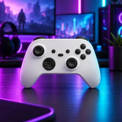 White game controller - Gaming room - neon