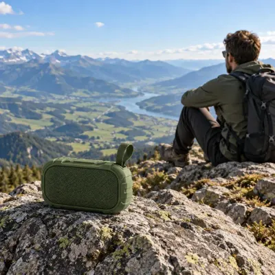 Rugged portable speaker - Mountain ridge - far away