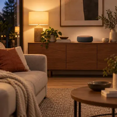 Walnut smart speaker - Living room - evening